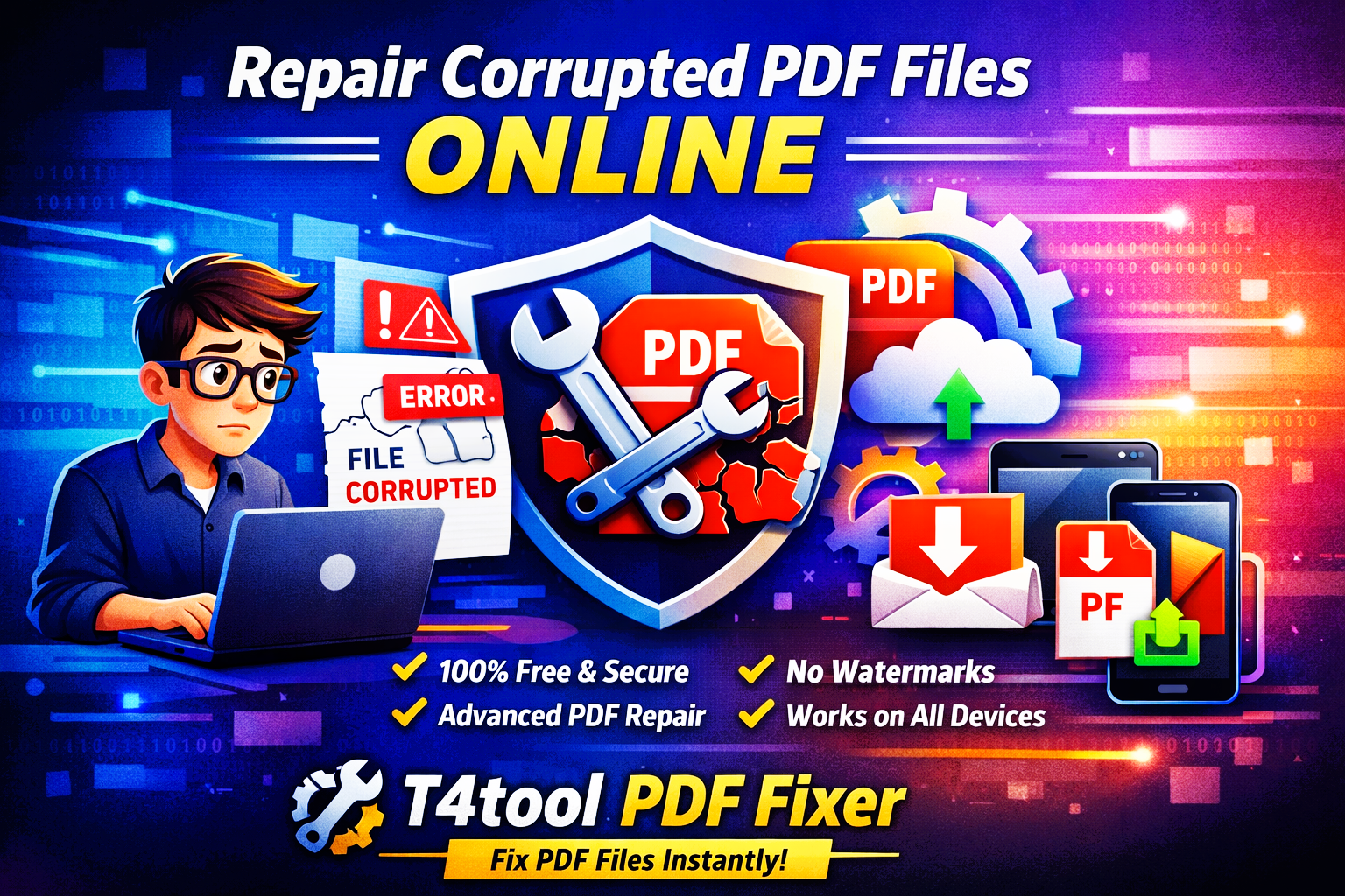 PDF Repair Online Tool Dashboard - T4tool