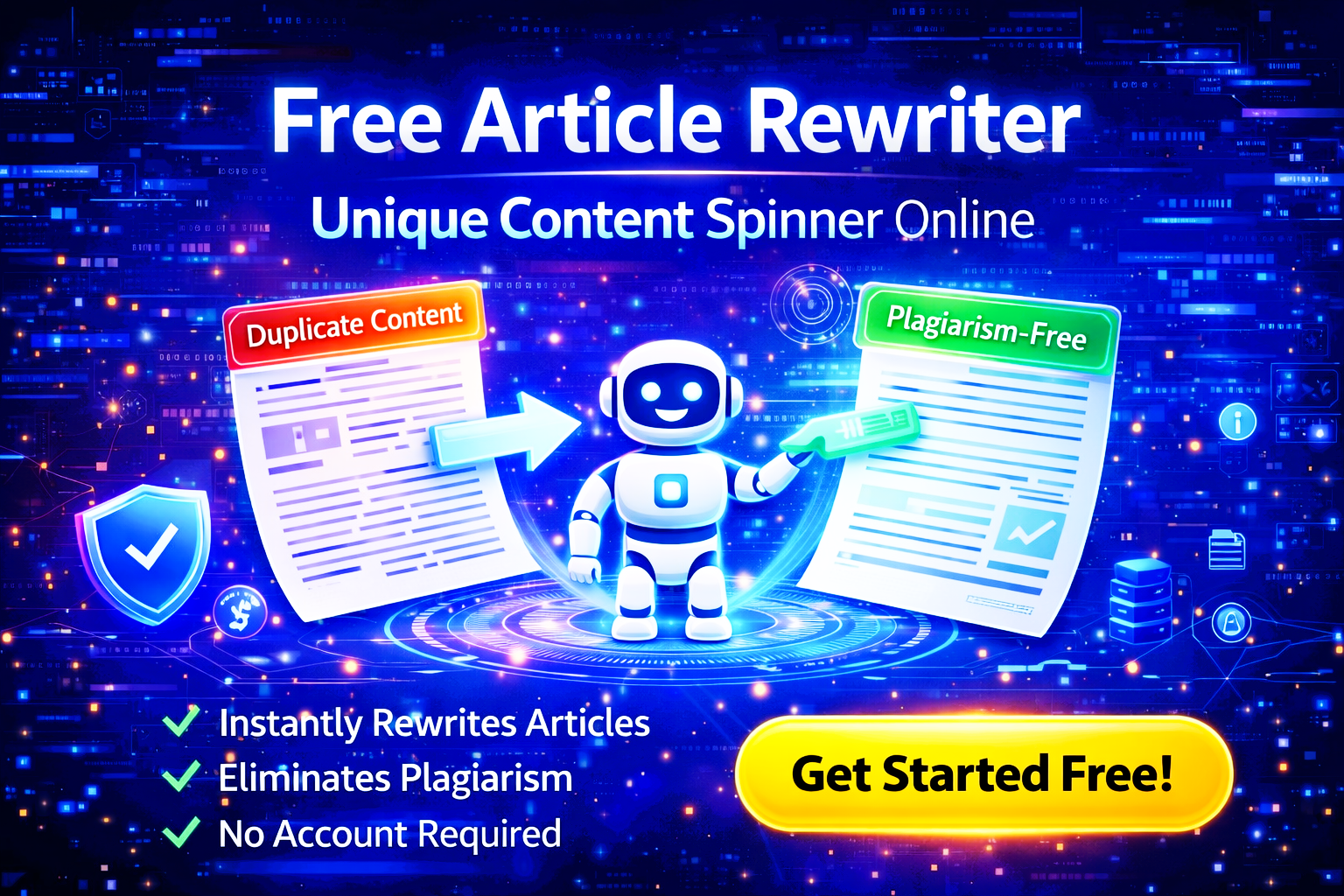 AI-based Article Rewriter and Paraphrasing Tool Interface.