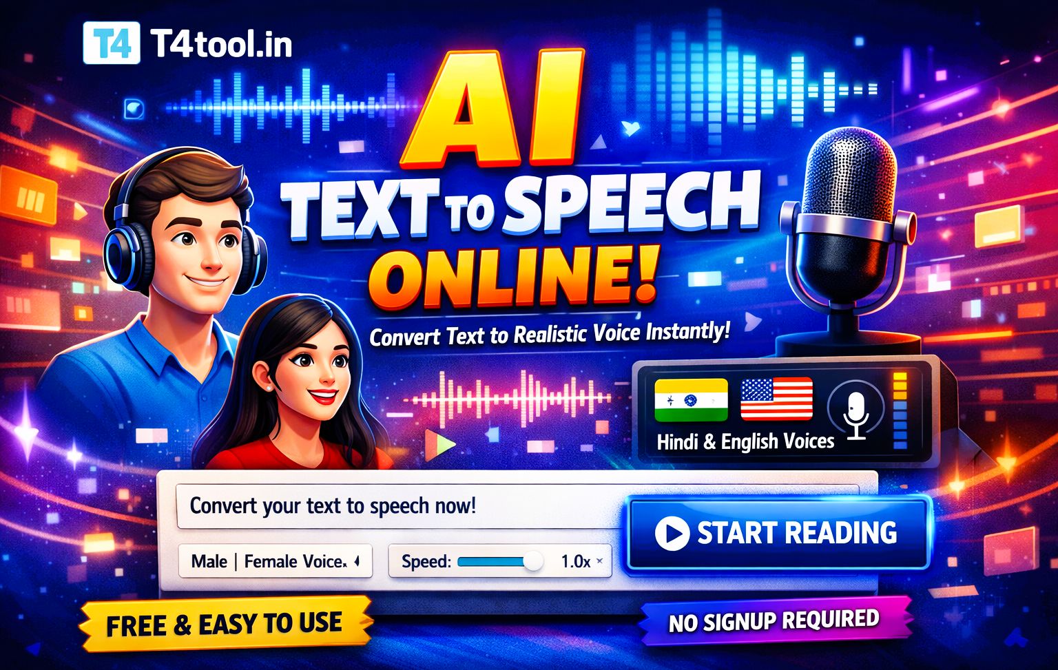 AI Text to Speech Online Tool by T4Tool